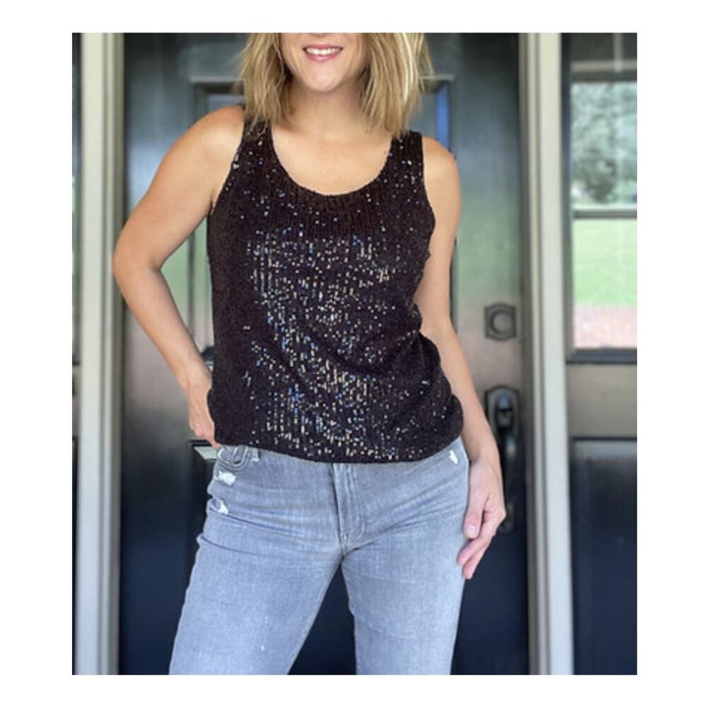 Black Sequin Tank Top